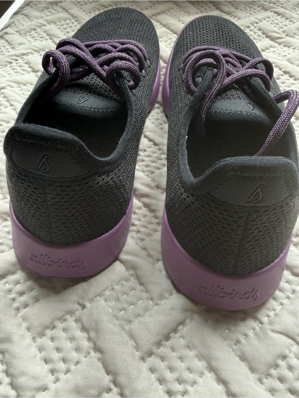 allbirds Black Knit Sneakers with Purple Soles and Laces - Picture 5 of 6